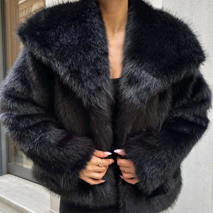 Women's Black Sheep Faux Fur Coat