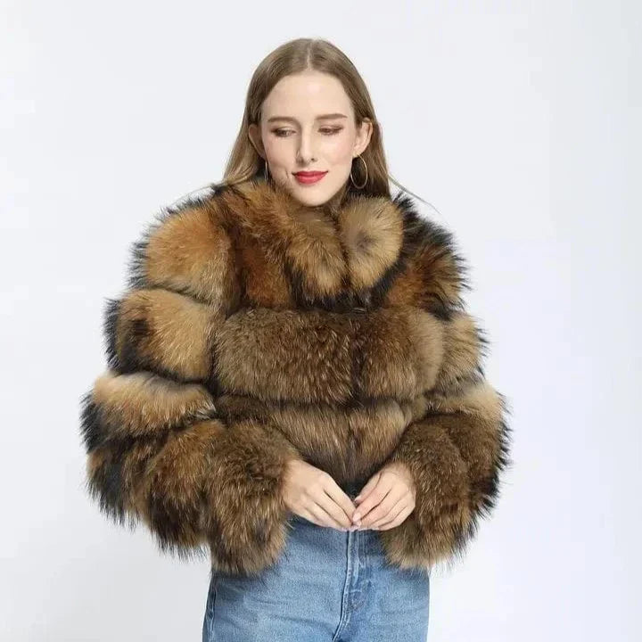 Women's Raccoon Faux Fur Coat - Heat Fit™