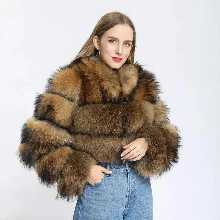 Women's Raccoon Faux Fur Coat - Heat Fit™