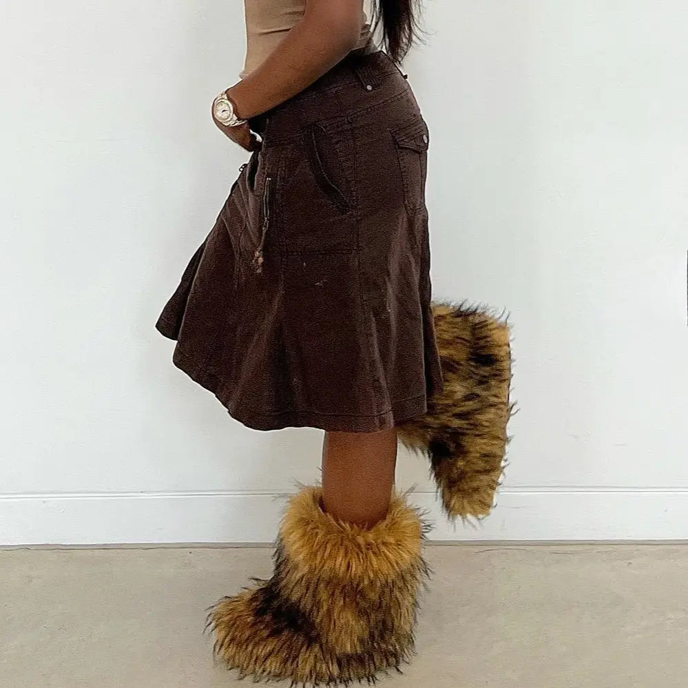 Women's Raccoon Faux Fur Boots